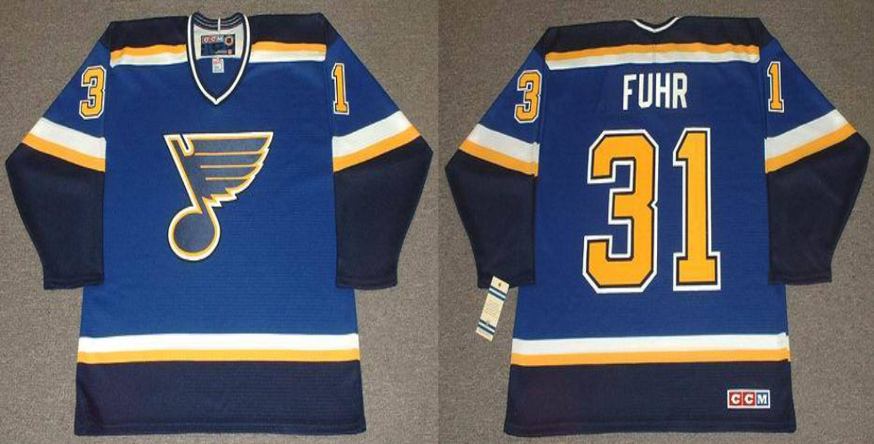 2019 Men St.Louis Blues 31 Fuhr blue CCM NHL jerseys